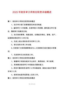 2025年財(cái)務(wù)審計(jì)師崗位職責(zé)詳細(xì)概述