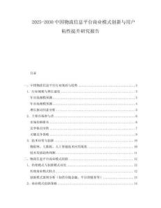 2025-2030中國(guó)物流信息平臺(tái)商業(yè)模式創(chuàng)新與用戶粘性提升研究報(bào)告