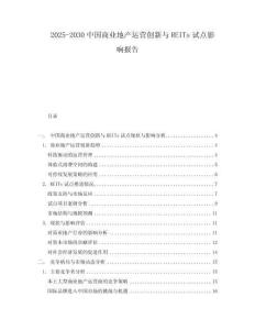 2025-2030中國商業地產運營創新與REITs試點影響報告