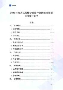 2025年綠茶抗痘修護面膜行業(yè)跨境出海項目商業(yè)計劃書