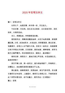 2025年蒼穹泣作文