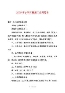 2025年水利工程施工合同范本