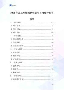 2025年家居環境創新創業項目商業計劃書