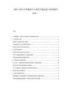 2025-2030中國數據中心綠色節能改造與能效提升研究