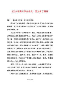 2025年高三學生作文：因為有了期盼