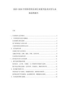 2025-2030中國體育俱樂部行業(yè)新興技術應用與未來趨勢報告
