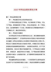 2025年網(wǎng)站運(yùn)營(yíng)的策劃方案