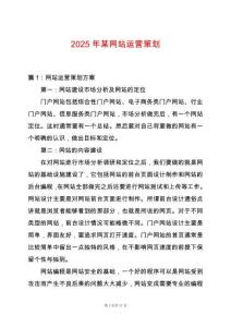 2025年某網(wǎng)站運(yùn)營(yíng)策劃