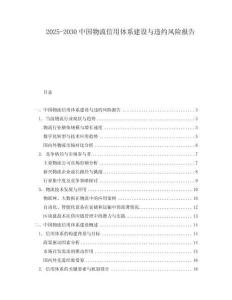2025-2030中國物流信用體系建設(shè)與違約風(fēng)險(xiǎn)報(bào)告