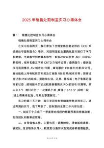 2025年銷售處限制室實習心得體會