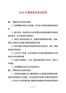 2025年集團財務崗位職責