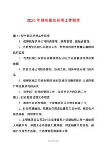 2025年財務副總經理工作職責