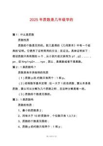 2025年质数是几年级学的