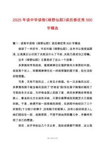 2025年讀中學讀物《綠野仙蹤》讀后感優秀500字精選