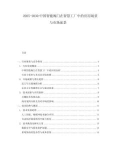 2025-2030中國智能閥門在智慧工廠中的應用場景與市場前景