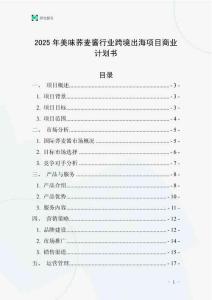 2025年美味蕎麥醬行業跨境出海項目商業計劃書
