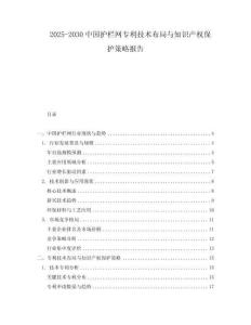 2025-2030中國(guó)護(hù)欄網(wǎng)專(zhuān)利技術(shù)布局與知識(shí)產(chǎn)權(quán)保護(hù)策略報(bào)告
