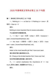 2025年高考英文寫作必背之35個句型