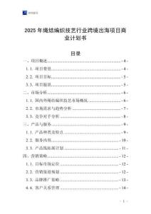 2025年繩結編織技藝行業跨境出海項目商業計劃書