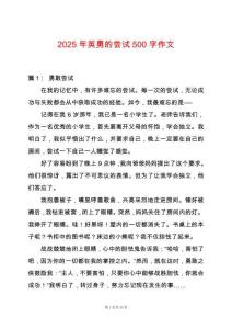 2025年英勇的嘗試500字作文