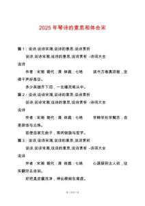 2025年琴詩的意思和體會宋