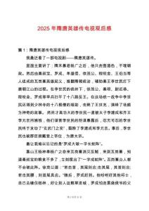 2025年隋唐英雄傳電視觀后感