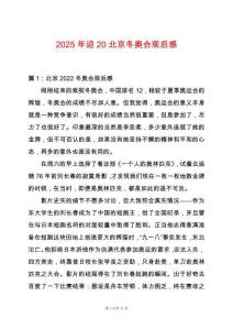 2025年迎20北京冬奧會(huì)觀后感