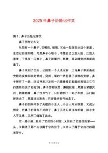 2025年鼻子歷險記作文