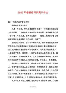 2025年梧桐的回聲高三作文