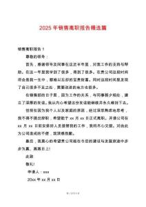 2025年銷售離職報(bào)告精選篇