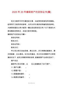 2025年20年婚前財產約定協議書(篇)