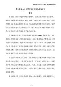 企業(yè)財(cái)務(wù)會(huì)計(jì)向管理會(huì)計(jì)轉(zhuǎn)型的績(jī)效評(píng)估