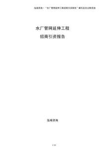 水廠管網延伸工程招商引資報告