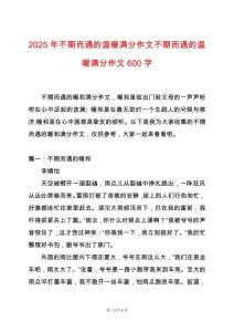 2025年不期而遇的溫暖滿分作文不期而遇的溫暖滿分作文600字