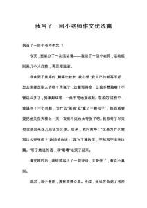 我當(dāng)了一回小老師作文優(yōu)選篇