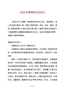 2025年慈祥的目光作文