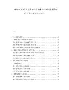 2025-2030中國迷走神經刺激術治療難治性抑郁癥的衛生經濟學評價報告