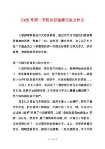 2025年那一天陽光好溫暖記敘文作文