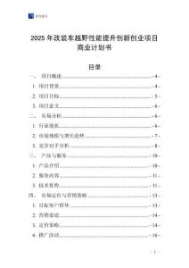 2025年改裝車(chē)越野性能提升創(chuàng)新創(chuàng)業(yè)項(xiàng)目商業(yè)計(jì)劃書(shū)
