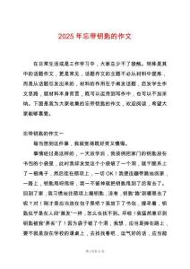 2025年忘帶鑰匙的作文