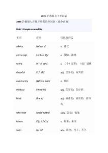 2025滬教版七下單詞表