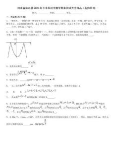 河北省淶水縣2025年下半年初中數學期末測試大全精品（名師系列）