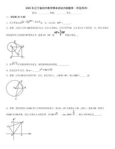 2025年遼寧省初中數(shù)學(xué)期末測試內(nèi)部題庫（奪冠系列）