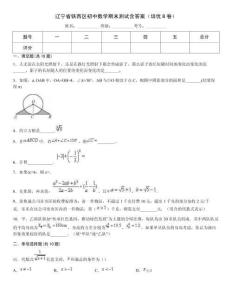 遼寧省鐵西區初中數學期末測試含答案（培優B卷）