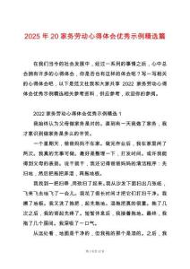 2025年20家務勞動心得體會優秀示例精選篇