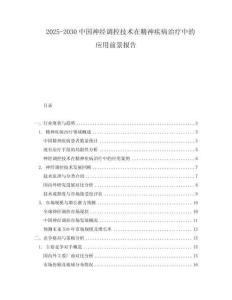 2025-2030中國神經調控技術在精神疾病治療中的應用前景報告
