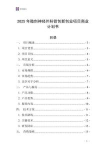 2025年微創神經外科鉗創新創業項目商業計劃書