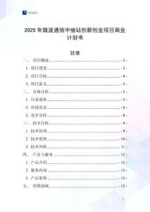 2025年微波通信中繼站創新創業項目商業計劃書