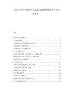 2025-2030中國移動(dòng)充電樁運(yùn)營商補(bǔ)貼政策利用效率報(bào)告
