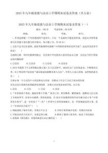 2025年九年級道德與法治上學(xué)期期末試卷及答案（共五套）